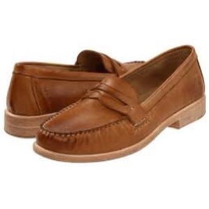 Frye Otis Penny Loafer Flats in Cognac Leather 8